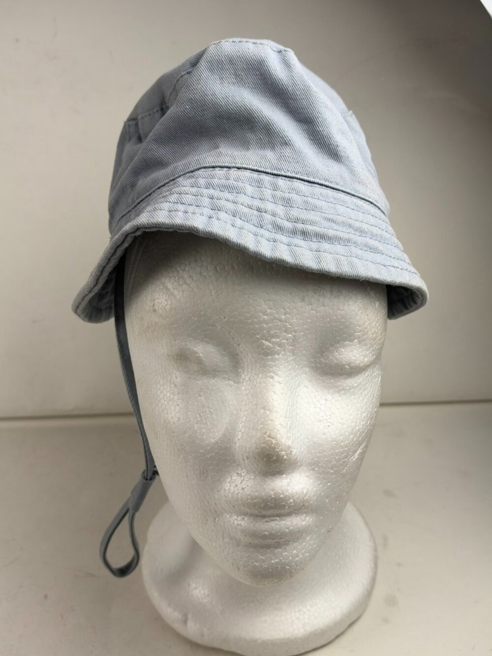JANGANNSA Baby Sun Bucket Hat 46cm Light Blue Cotton Mesh Lined Chin Strap